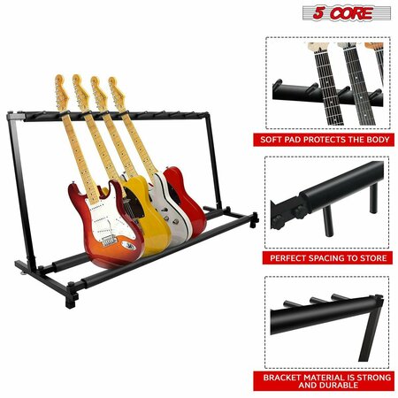 5 Core 5 Core Guitar Stand - 8 Space Rack for Acoustic Electric and Bass Guitars w Foam Padding- GRack 9N1 GRack 9N1